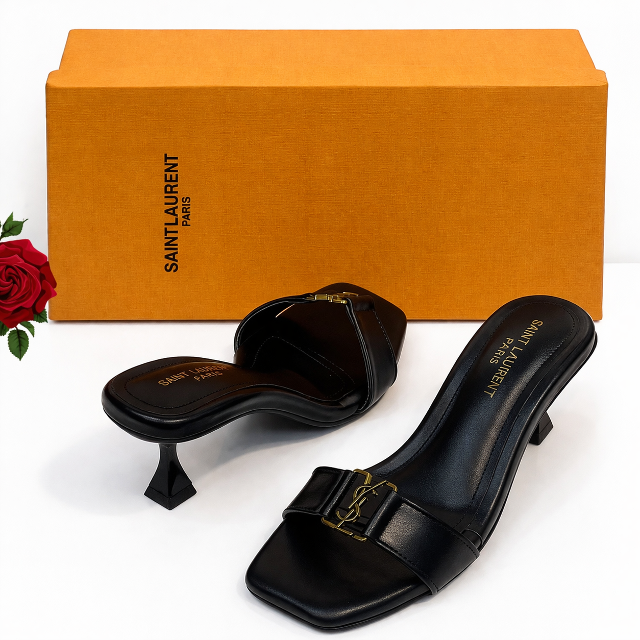 Saint Laurent YSL Logo Mule Heels