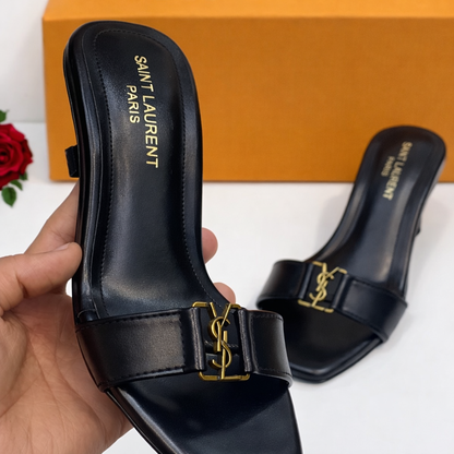 Saint Laurent YSL Logo Mule Heels