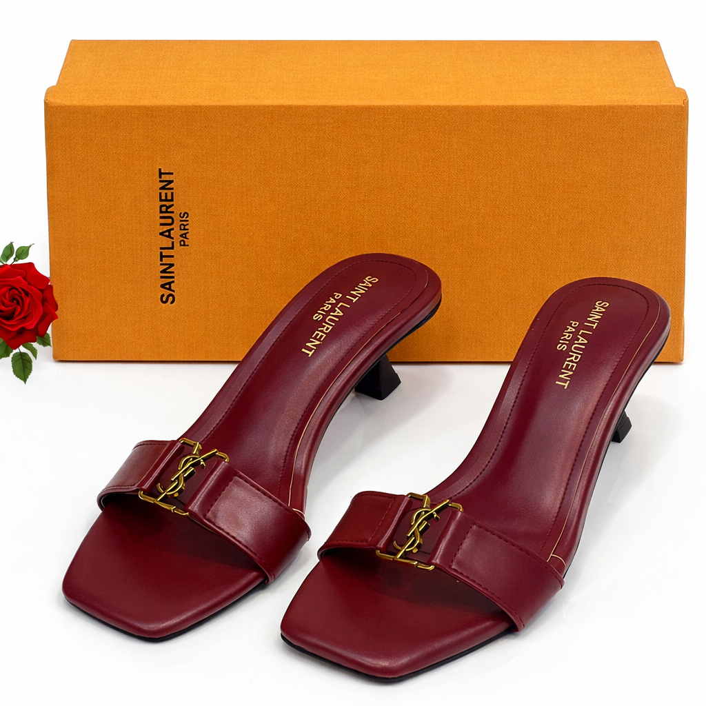 Saint Laurent YSL Logo Mule Heels
