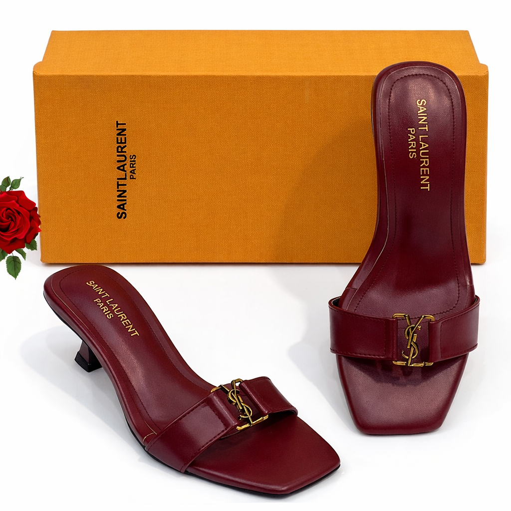 Saint Laurent YSL Logo Mule Heels