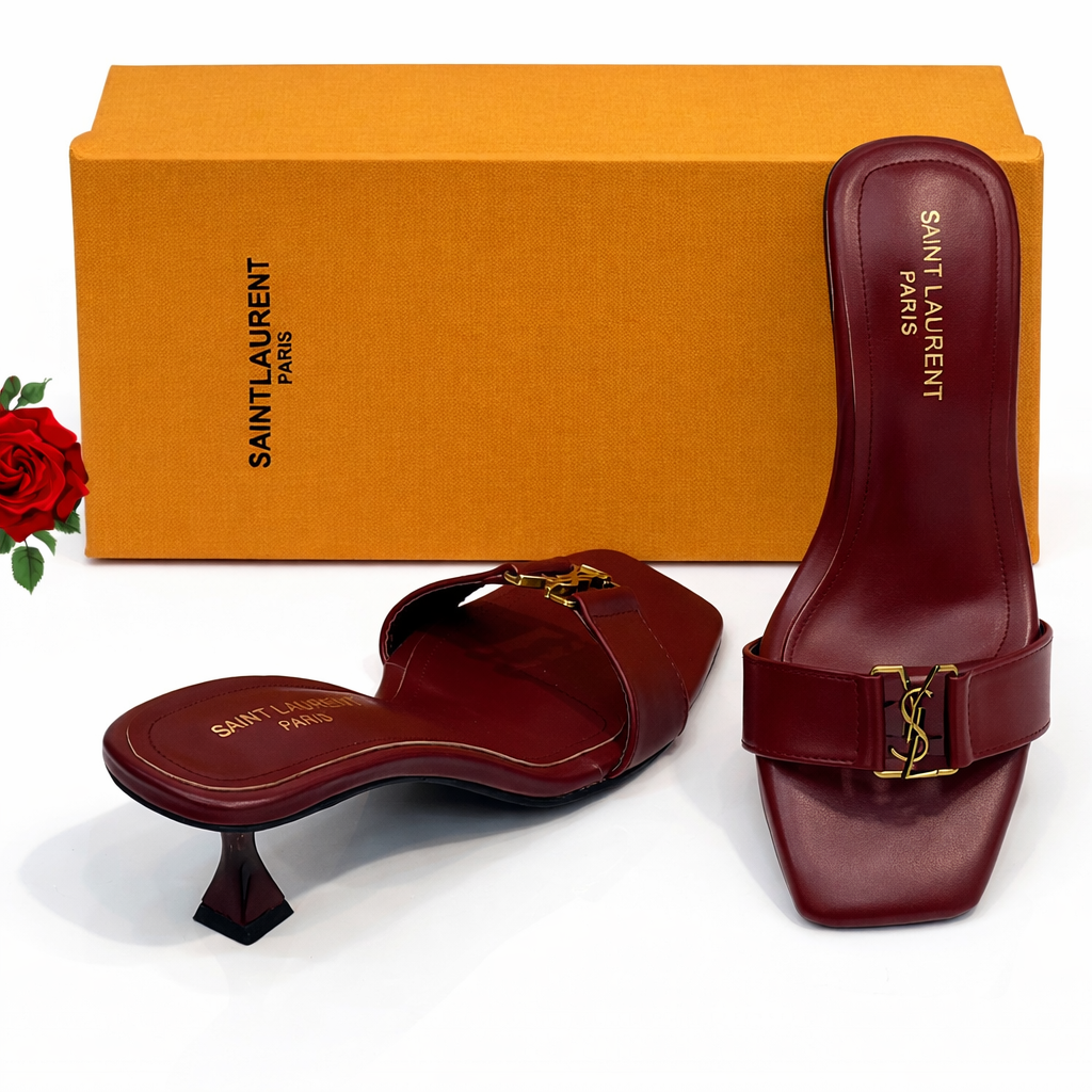 Saint Laurent YSL Logo Mule Heels