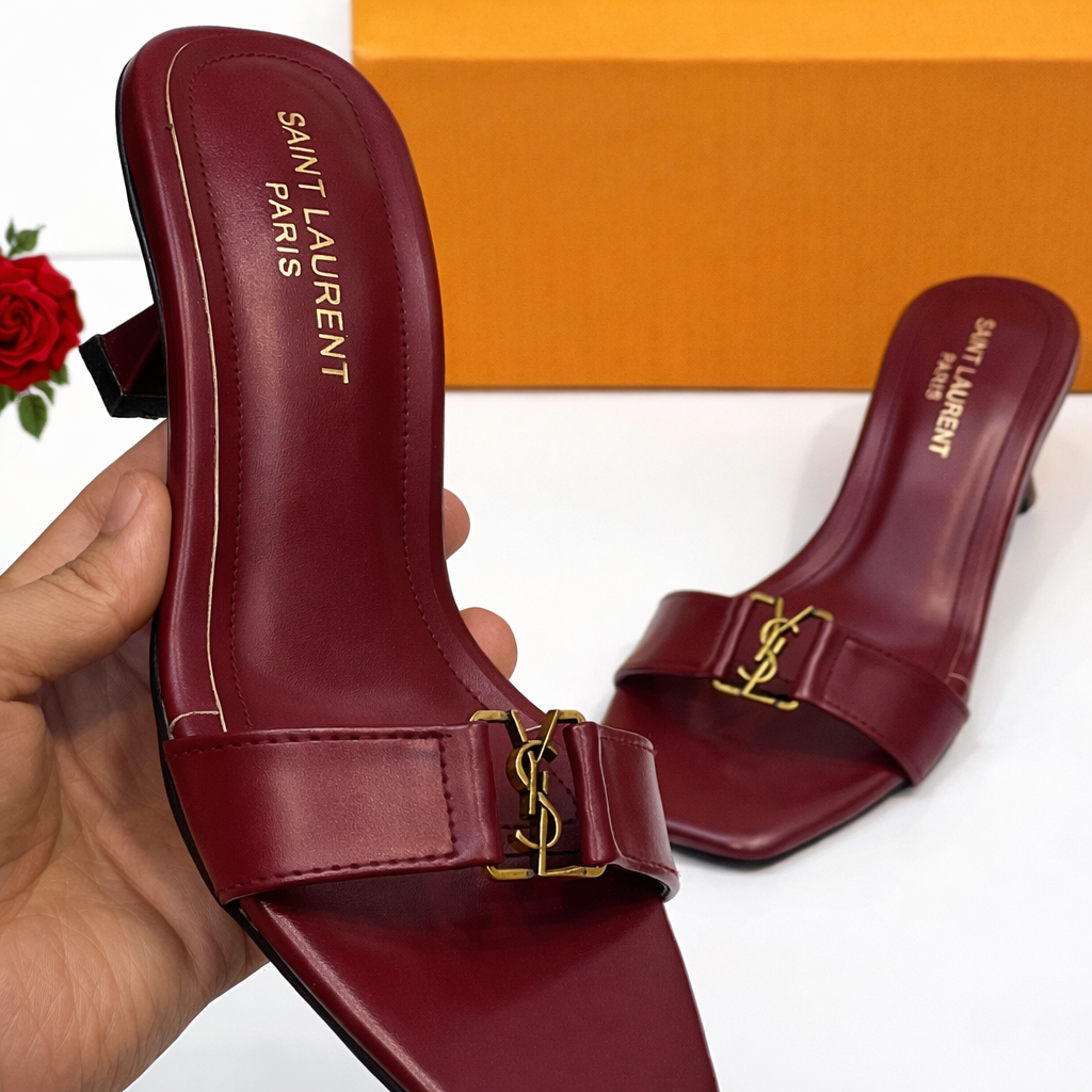 Saint Laurent YSL Logo Mule Heels