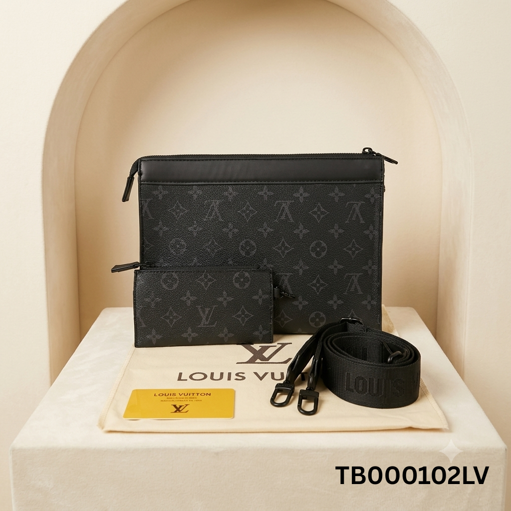 Louis Vuitton Monogram Eclipse Pouch & Crossbody Set