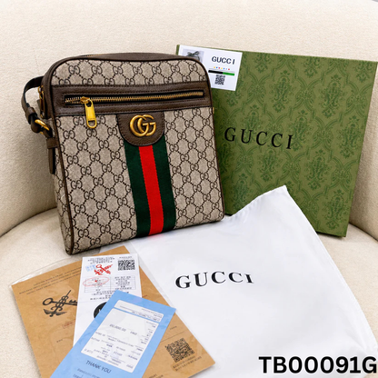 Gu-cci Ophidia GG Supreme Web Stripe Crossbody Messenger Bag