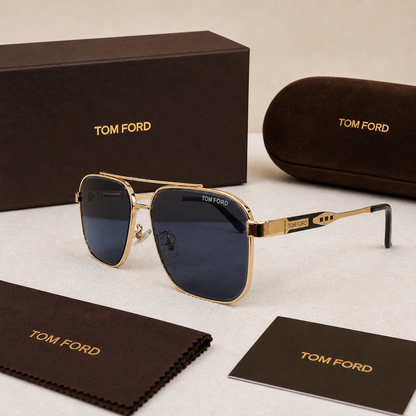 Tom Ford Square Aviator Style Gold Frame Sunglasses