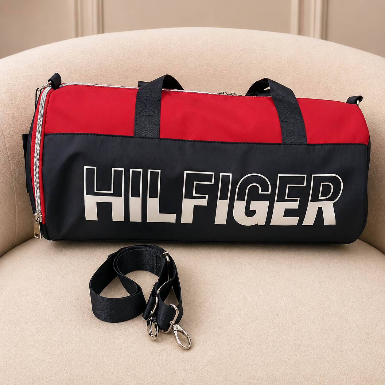 Tommy Hilfiger Sport Duffel Travel Bag - Red/Black Edition