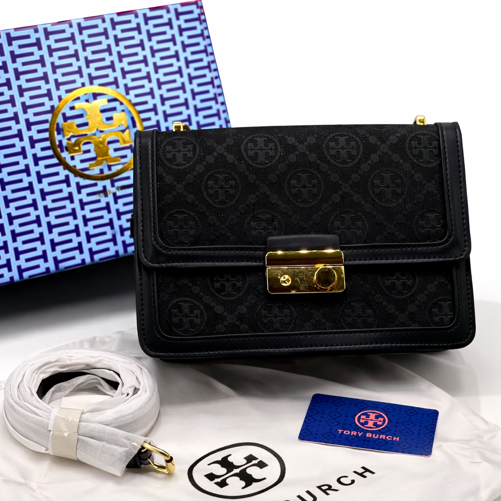 Tory Burch-Inspired Monogram Lock Chain Shoulder Bag