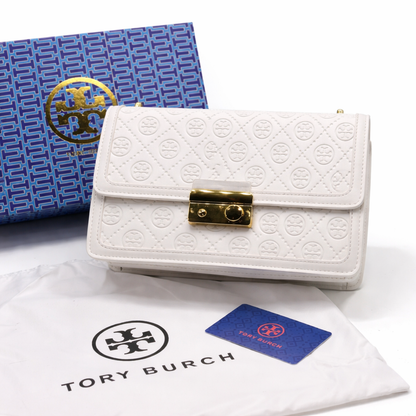 Tory Burch-Inspired Monogram Lock Chain Shoulder Bag
