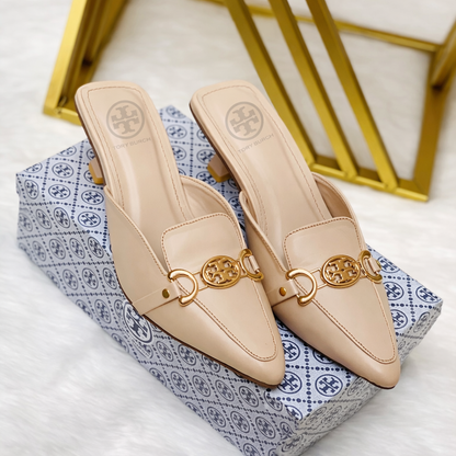 Tory Burch Double T Logo Pointed Toe Mules
