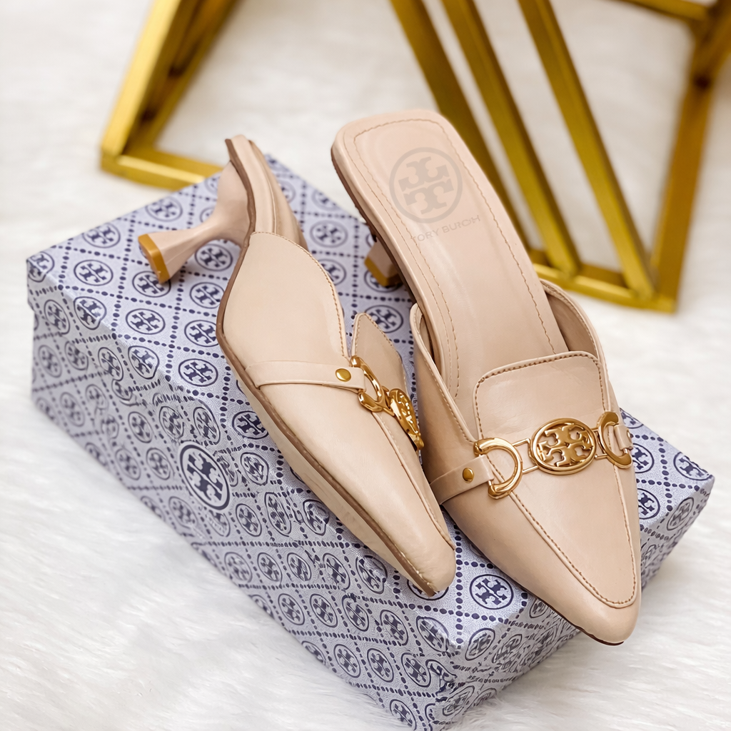 Tory Burch Double T Logo Pointed Toe Mules