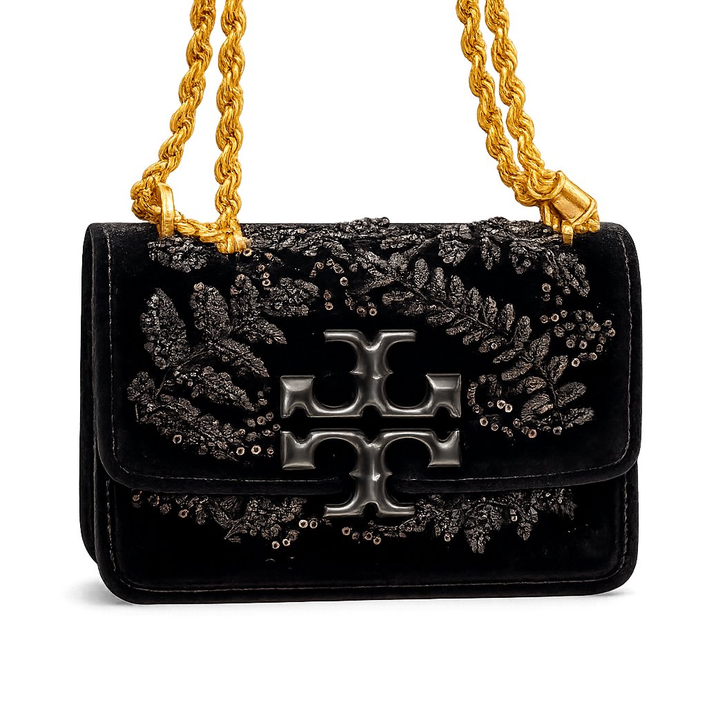 Tory Burch Embroidered Velvet Chain Bag