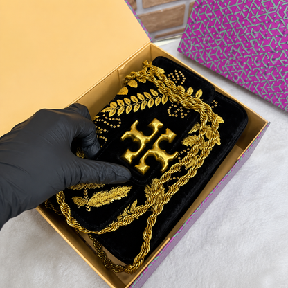 Tory Burch Embroidered Velvet Chain Bag