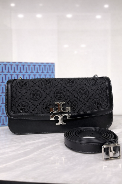 Tory Burch Style Crystal Pattern Shoulder Bag