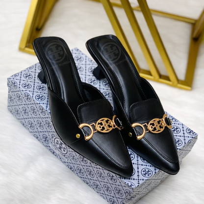 Tory Burch Double T Logo Pointed Toe Mules