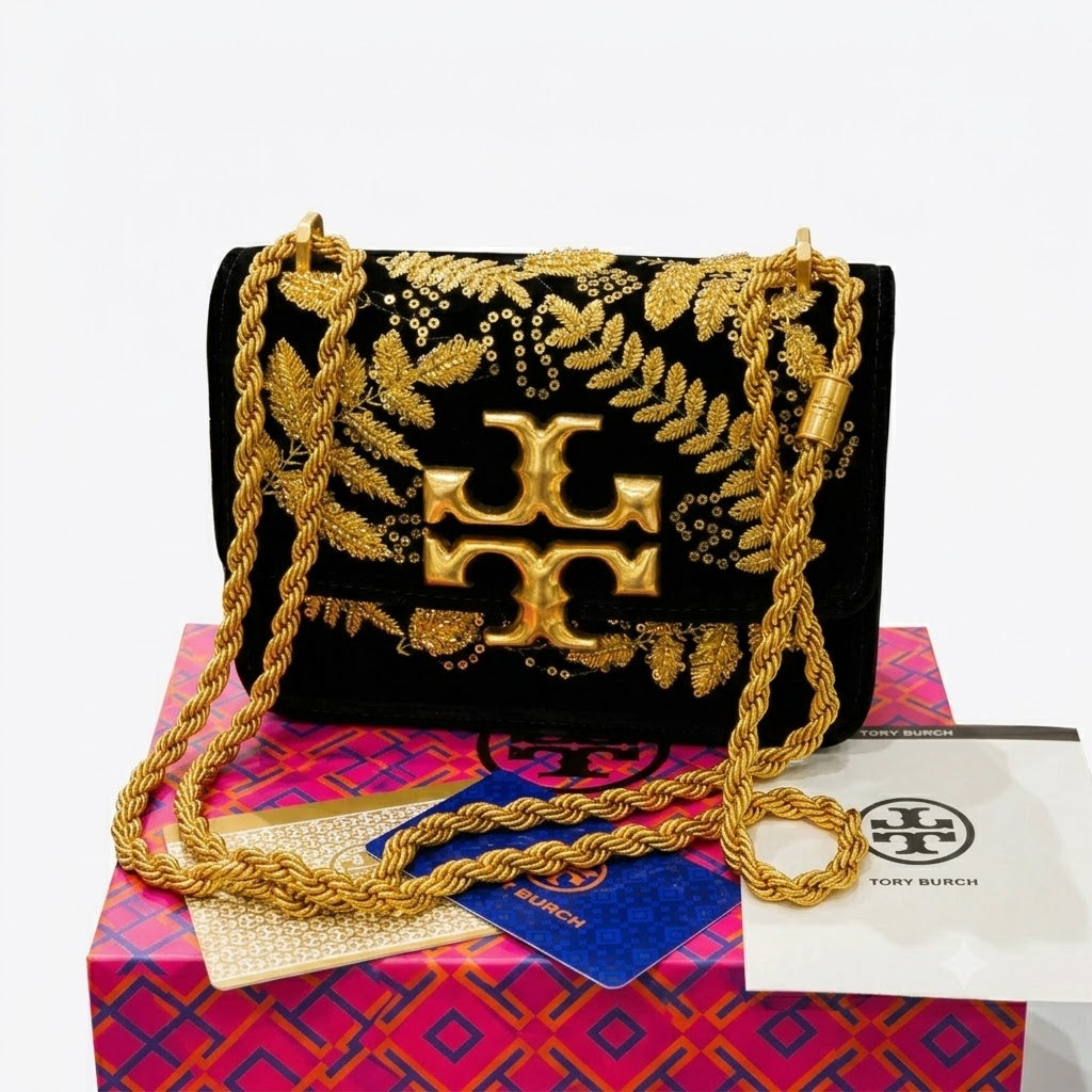 Tory Burch Embroidered Velvet Chain Bag