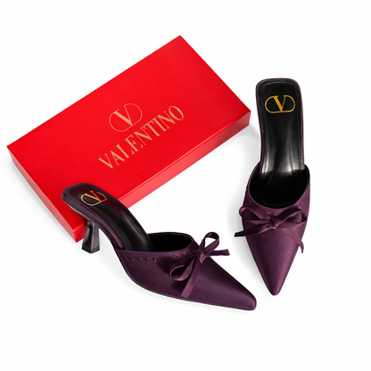 Valentino Bow Detail Pointed Toe Mule Heels