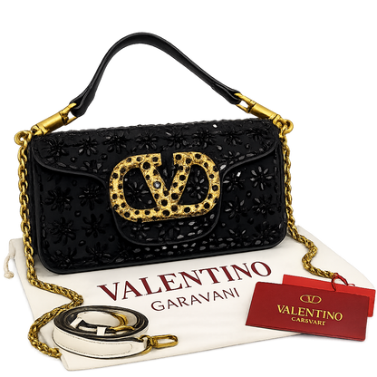 Valentino Garavani Locò Small Shoulder Bag (Crystal Embellished – VLogo)