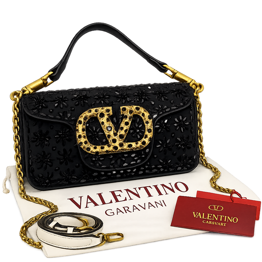 Valentino Garavani Locò Small Shoulder Bag (Crystal Embellished – VLogo)
