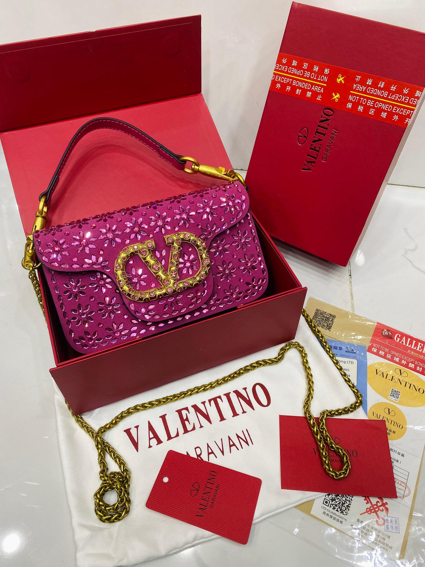Valentino Garavani Locò Small Shoulder Bag (Crystal Embellished – VLogo)