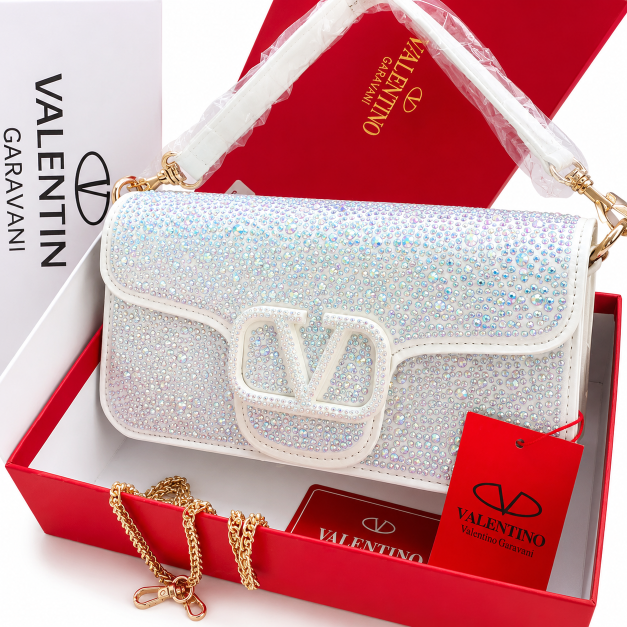Valentino Garavani VLogo Crystal Shoulder Bag