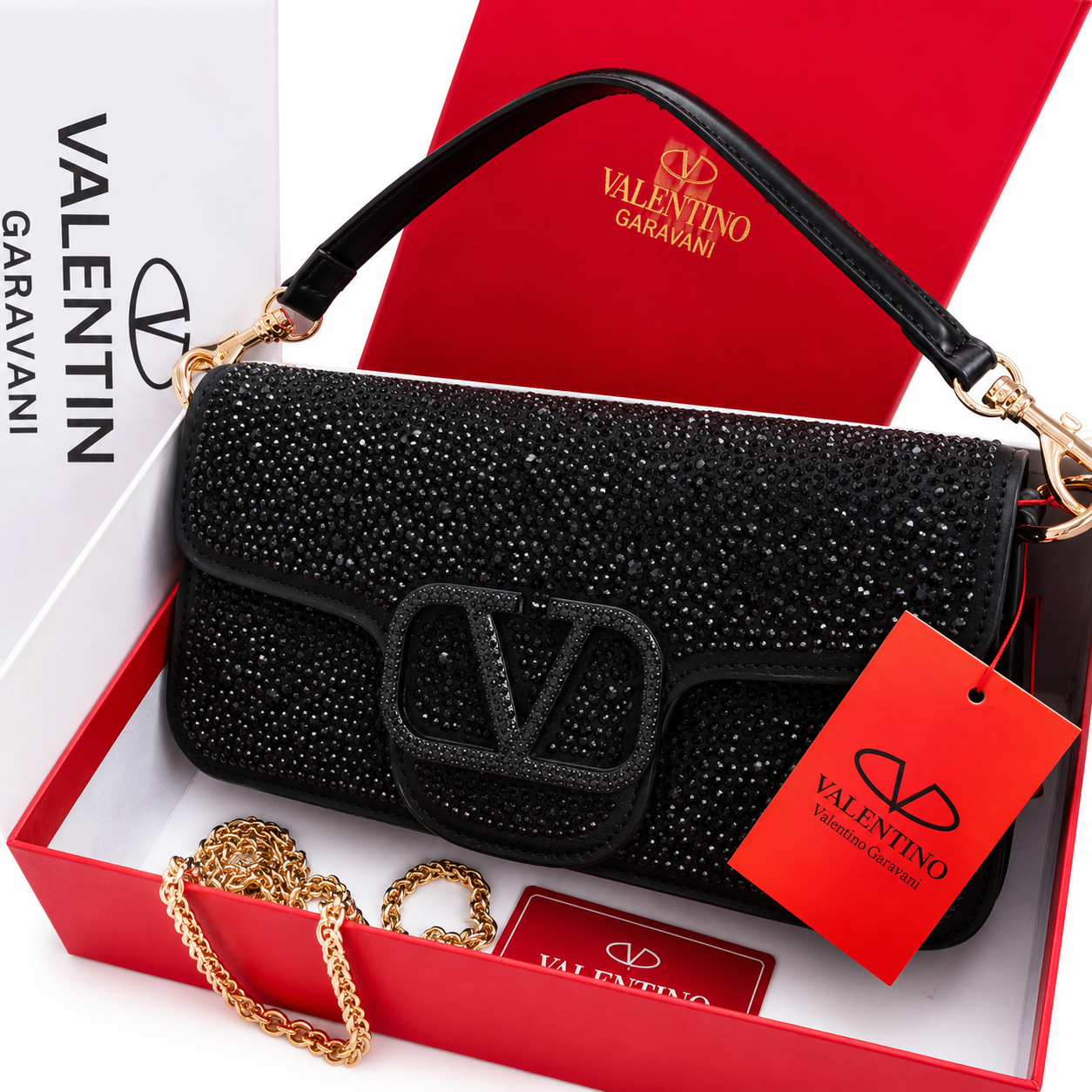 Valentino Garavani VLogo Crystal Shoulder Bag