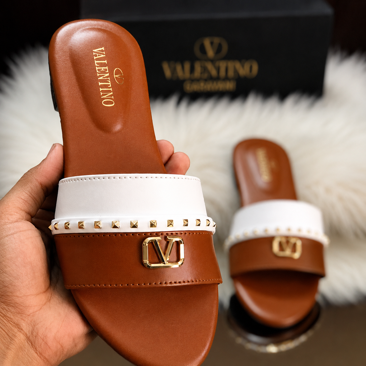 Valentino Garavani VLogo Flat Slide Sandals