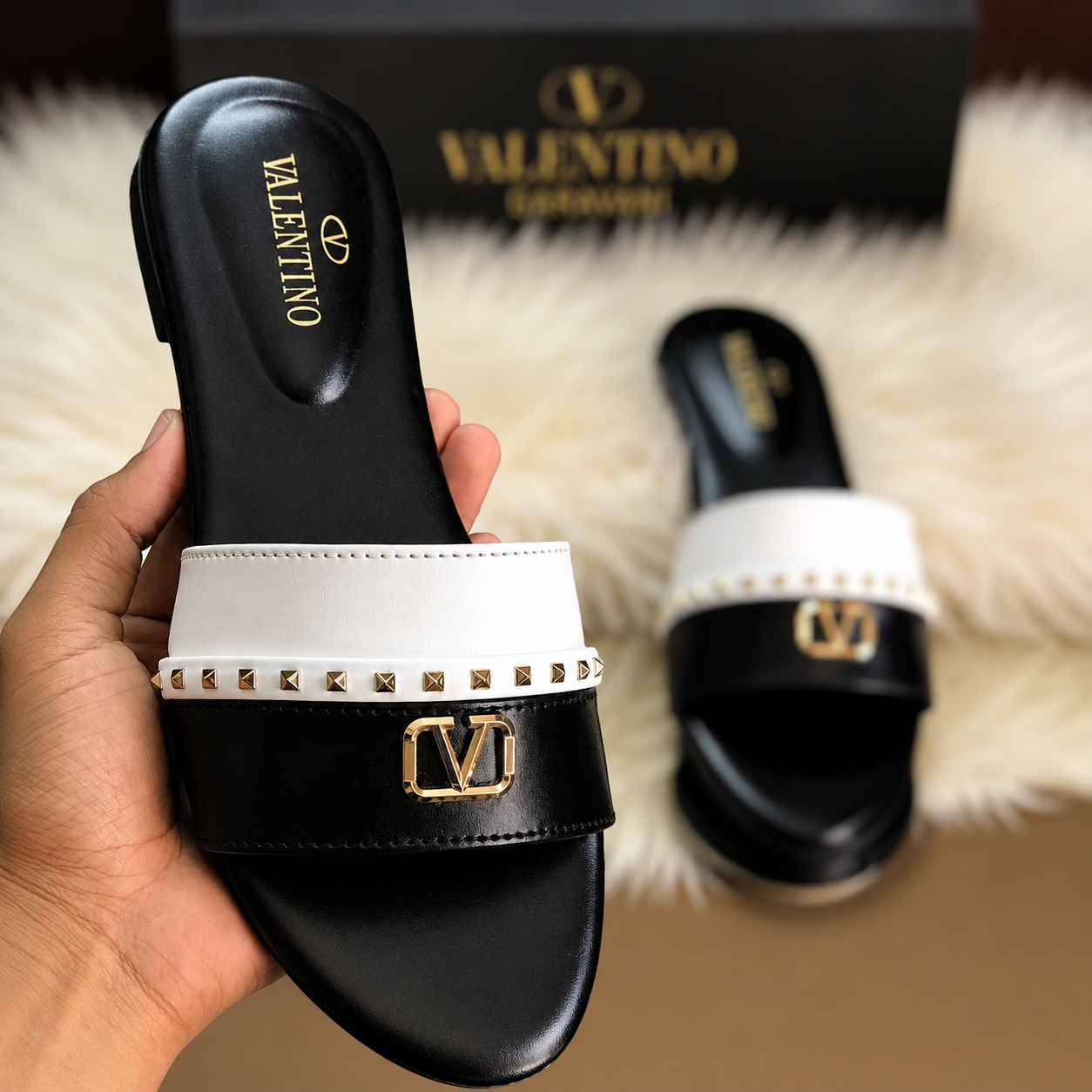Valentino Garavani VLogo Flat Slide Sandals