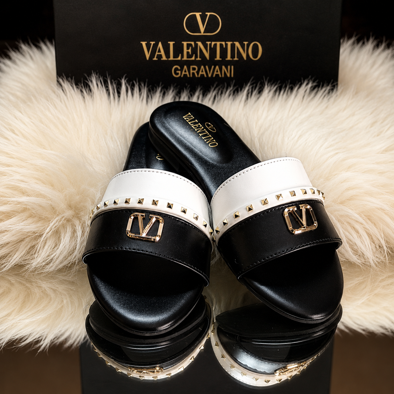 Valentino Garavani VLogo Flat Slide Sandals