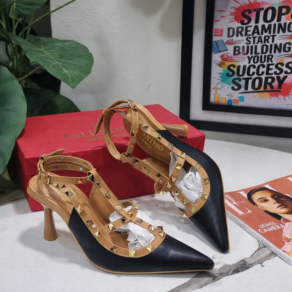 Valentino Rockstud Ankle Strap Pointed Heels