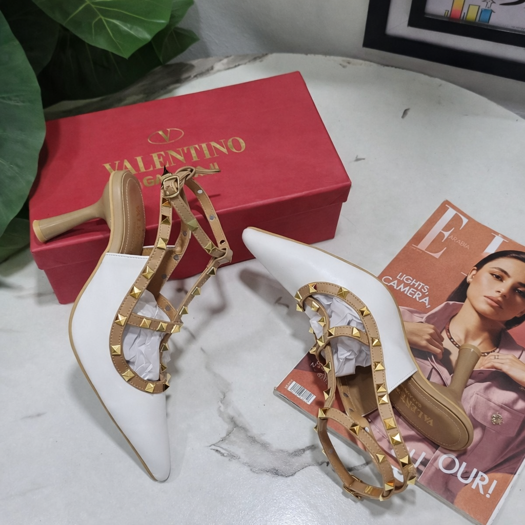 Valentino Rockstud Ankle Strap Pointed Heels