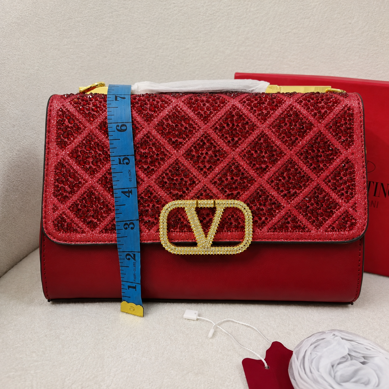 Valentino VLogo Crystal Quilted Crossbody Clutch Bag