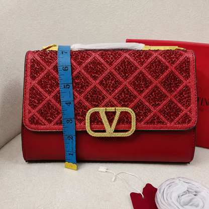 Valentino VLogo Crystal Quilted Crossbody Clutch Bag
