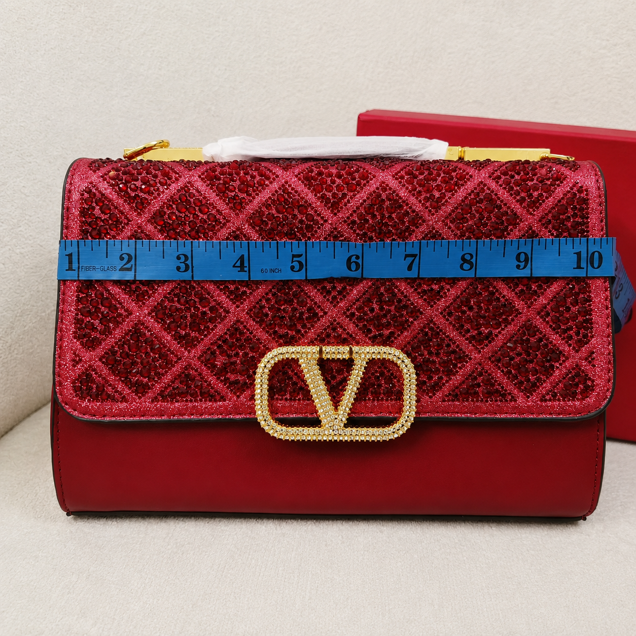 Valentino VLogo Crystal Quilted Crossbody Clutch Bag