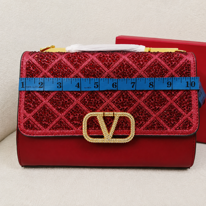 Valentino VLogo Crystal Quilted Crossbody Clutch Bag