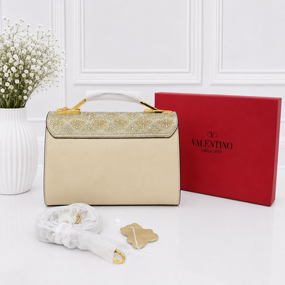 Valentino VLogo Crystal Quilted Crossbody Clutch Bag