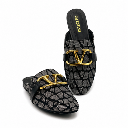 Valentino VLogo Jacquard Mule Loafers