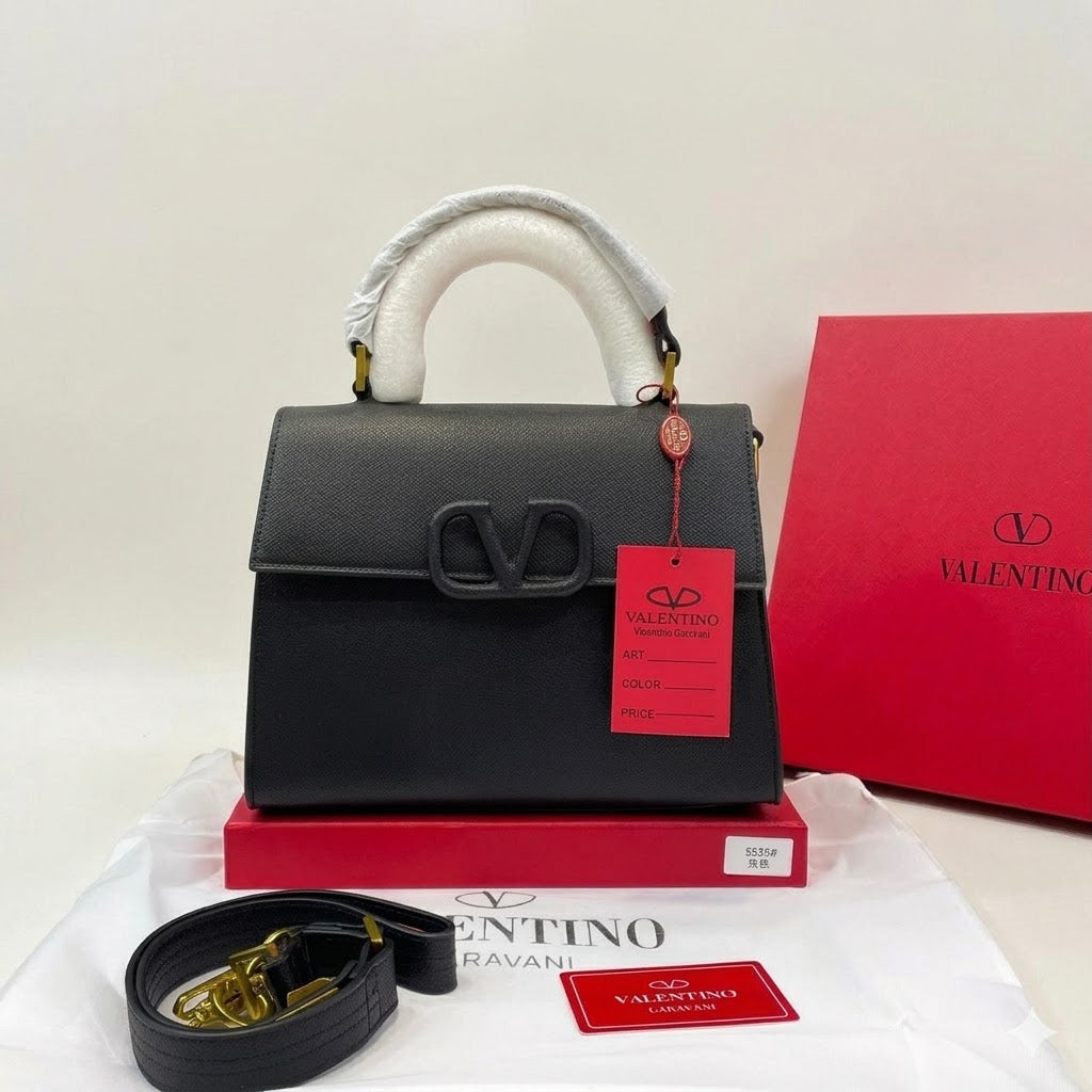 Valentino Garavani VLogo Signature Top Handle Bag in Grained Leather