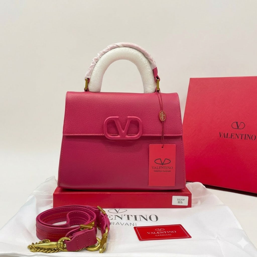 Valentino Garavani VLogo Signature Top Handle Bag in Grained Leather