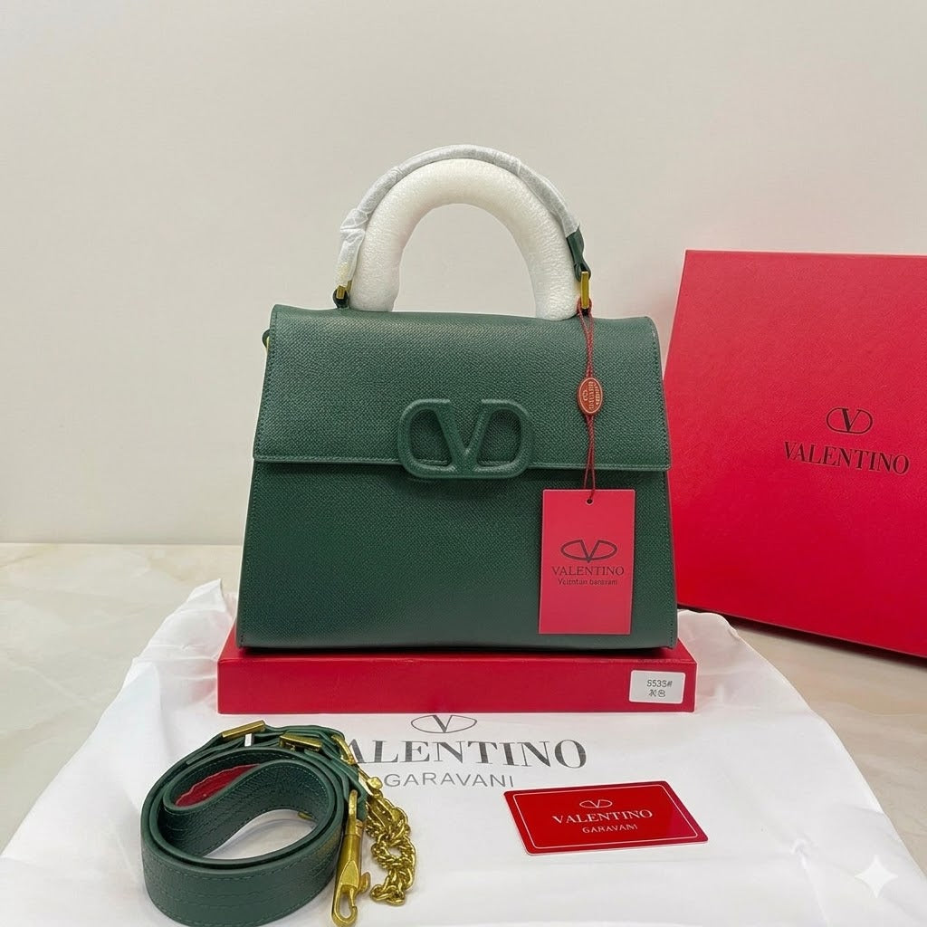 Valentino Garavani VLogo Signature Top Handle Bag in Grained Leather