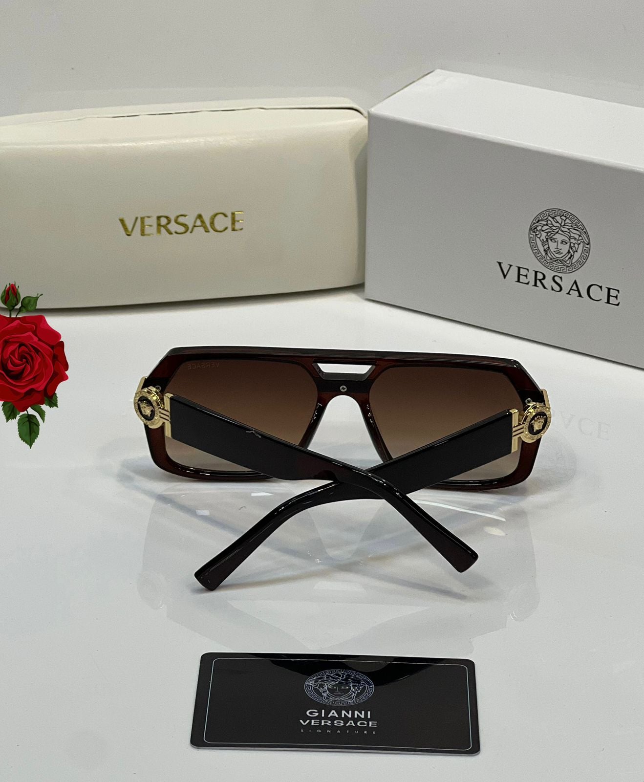Versace Medusa Accent Square Frame Sunglasses