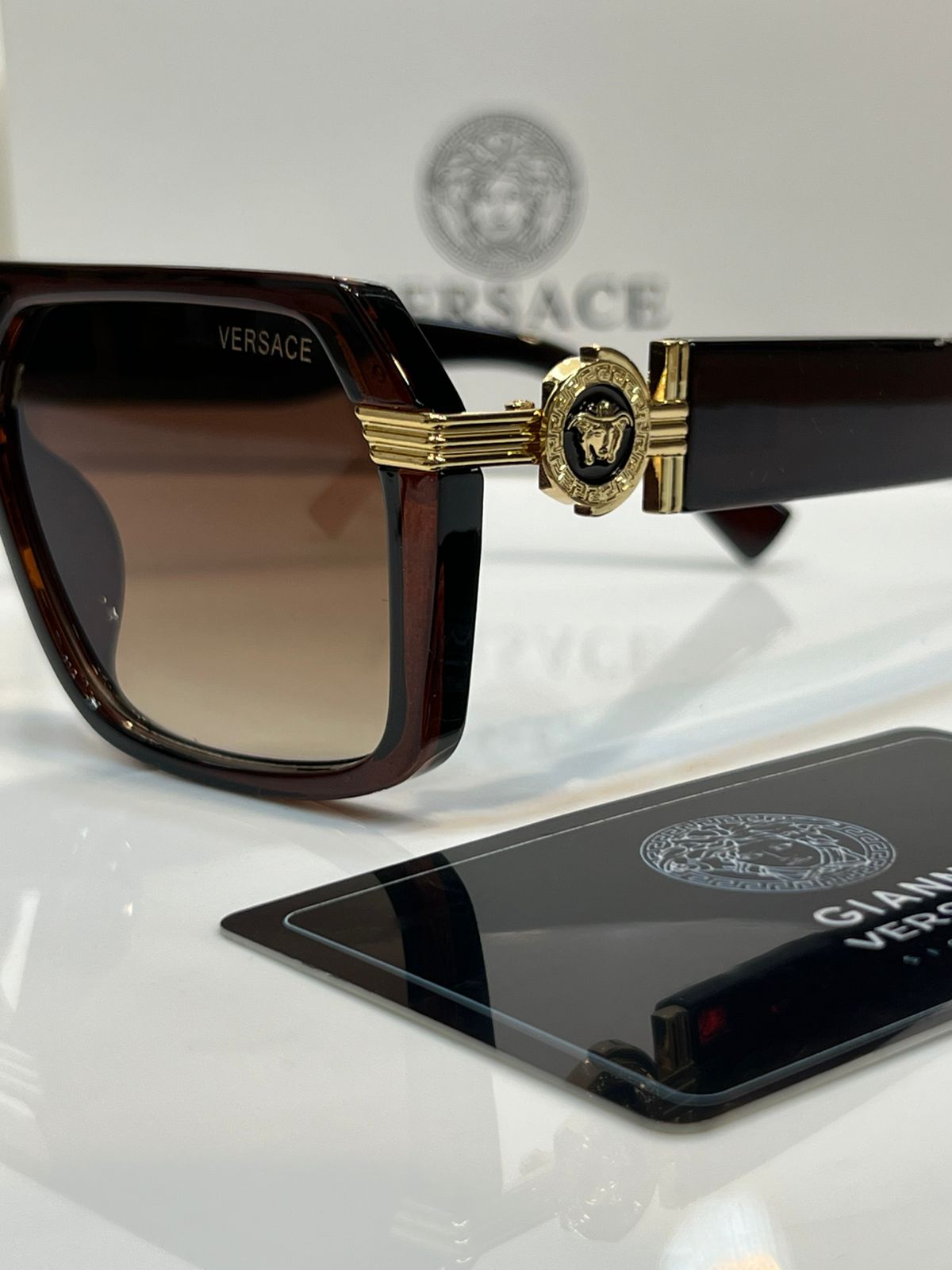 Versace Medusa Accent Square Frame Sunglasses