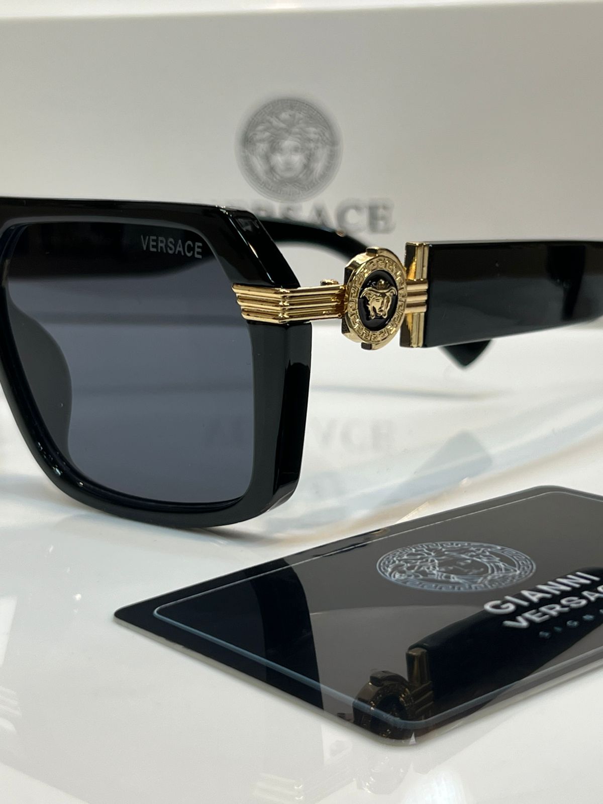 Versace Medusa Accent Square Frame Sunglasses