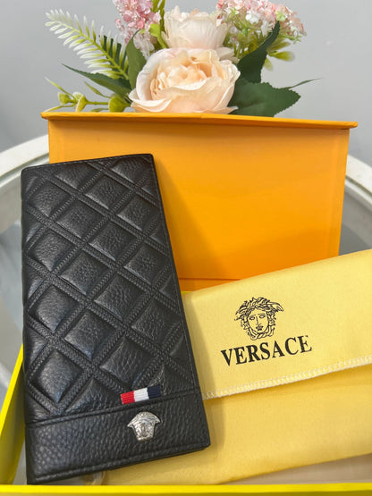 Versace Quilted Pattern Long Wallet Style