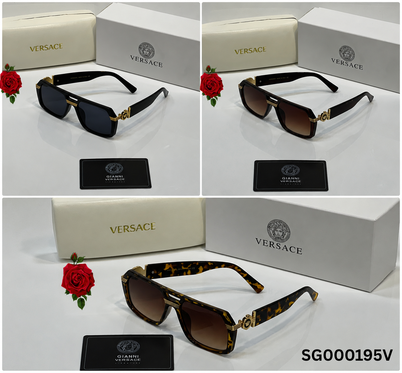 Versace Medusa Accent Square Frame Sunglasses