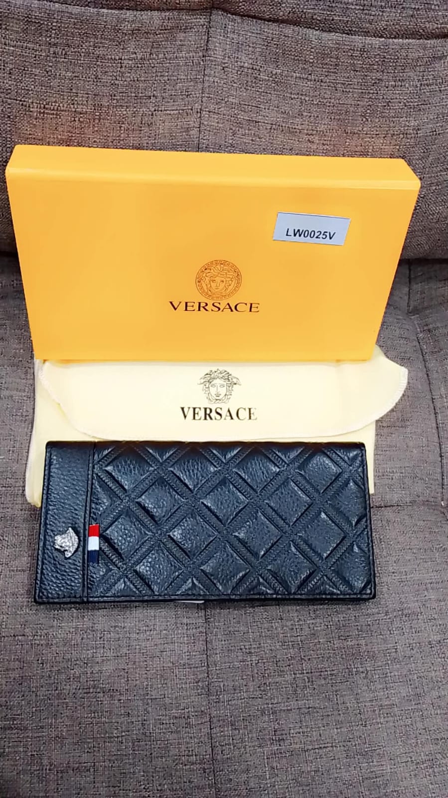 Versace Quilted Pattern Long Wallet Style