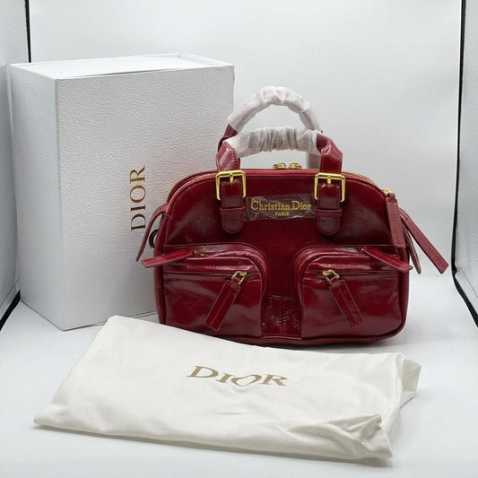 Dior Multi-Pocket Patent Leather Boston Handbag