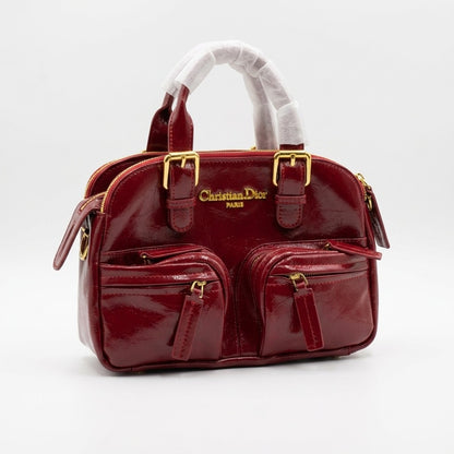 Dior Multi-Pocket Patent Leather Boston Handbag