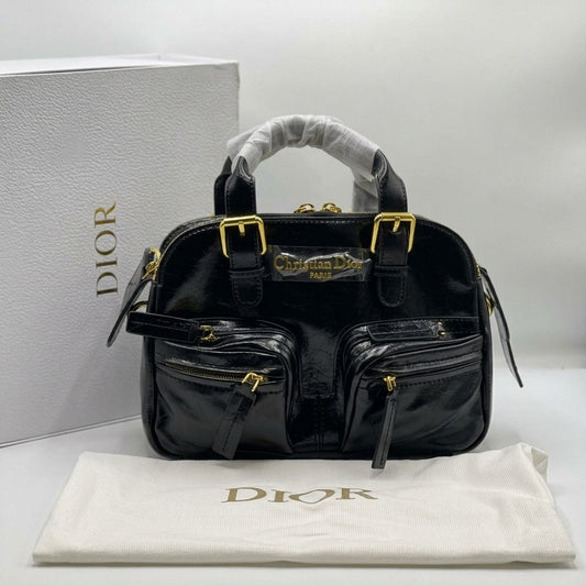 Dior Multi-Pocket Patent Leather Boston Handbag