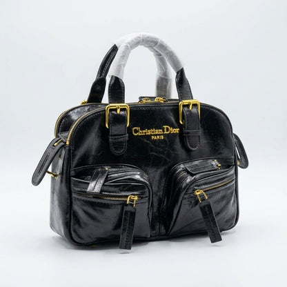 Dior Multi-Pocket Patent Leather Boston Handbag