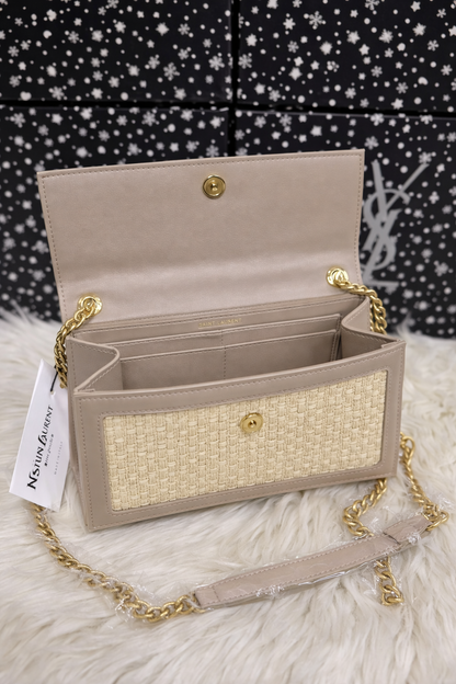 Saint Laurent Kate Raffia Chain Bag